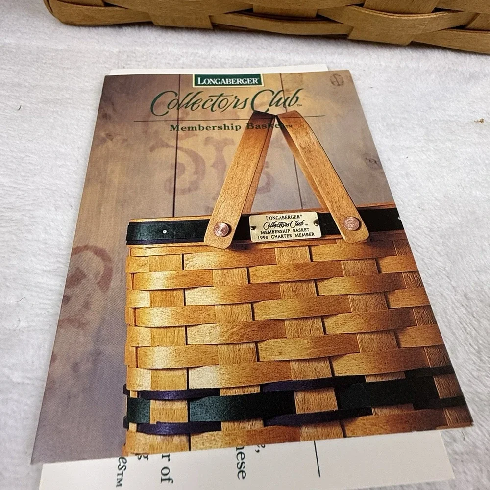 Longaberger 1996 Collectors Club Charter Member Basket Liner Tie-On Brochure